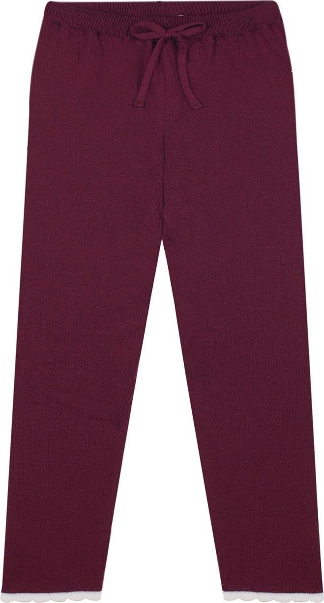 Antebies White Ruffled Claret Red Knitted Sweatshirt Tights Set  - Image 1