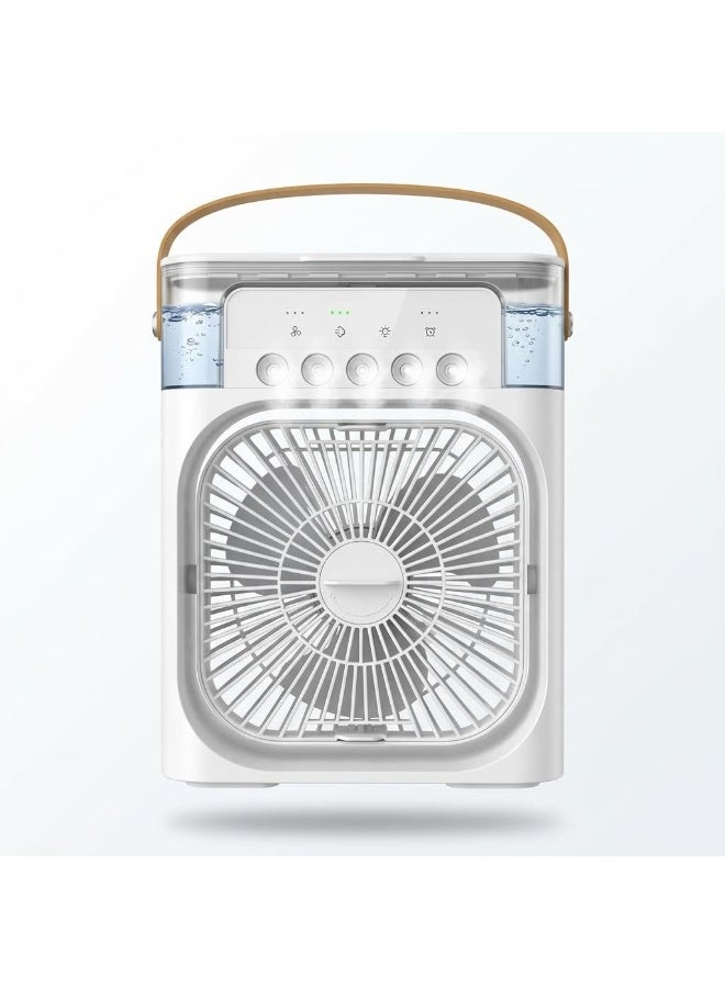 Lacoz Portable USB Air Cooler Fan with Water Tank Mini Evaporative Cooling Fan 3-Speed Desk Air Conditioner with LED Light and Carry Handle for Home, Office and Bedroom White - Image 1