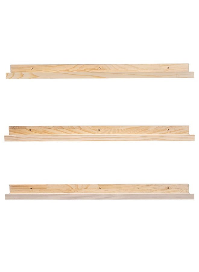 MBYD 36 Inch Floating Shelves, Solid Wood Picture Ledge Photo Shelf with Front Lip for Vinyl Records,Plants & Books, Wall Mount Decorative Display for Kitchen, Nursery, Living Room, Bedroom, Kitchen - Image 1