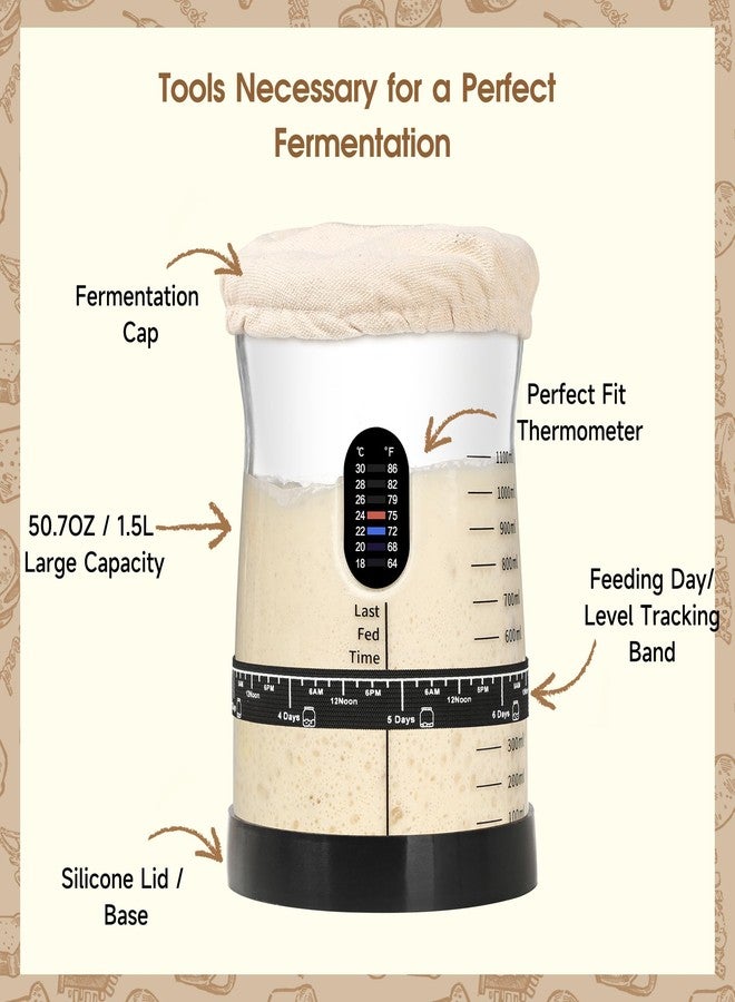 Coco Bird Pro Sourdough Starter Kit- 50oz Large Capacity Sourdough Starter Jar,17 Flavor Recipes,2 Bread Proofing Baskets,Food Scale,Bench Scraper,Bread Lame,Complete Sourdough Bread Baking Supplies - Image 5