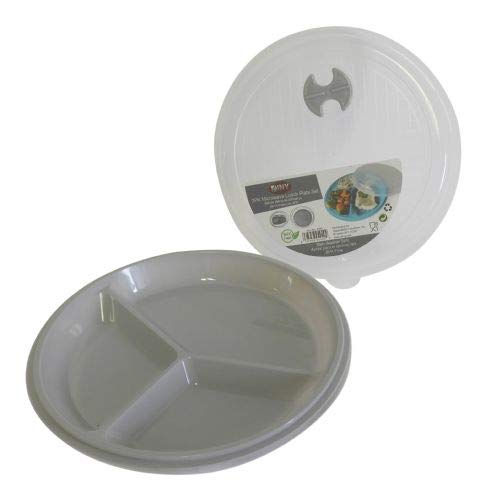 AMBSS SYS 2 PACK - Microwave Food Storage Travel Tray Containers - Portion Control - 3 Section Compartment Divided Plates with Vented Lid For Easy Reheat Adults & Kids Tray - Random Colors Shipped(2  assorted) - Image 1