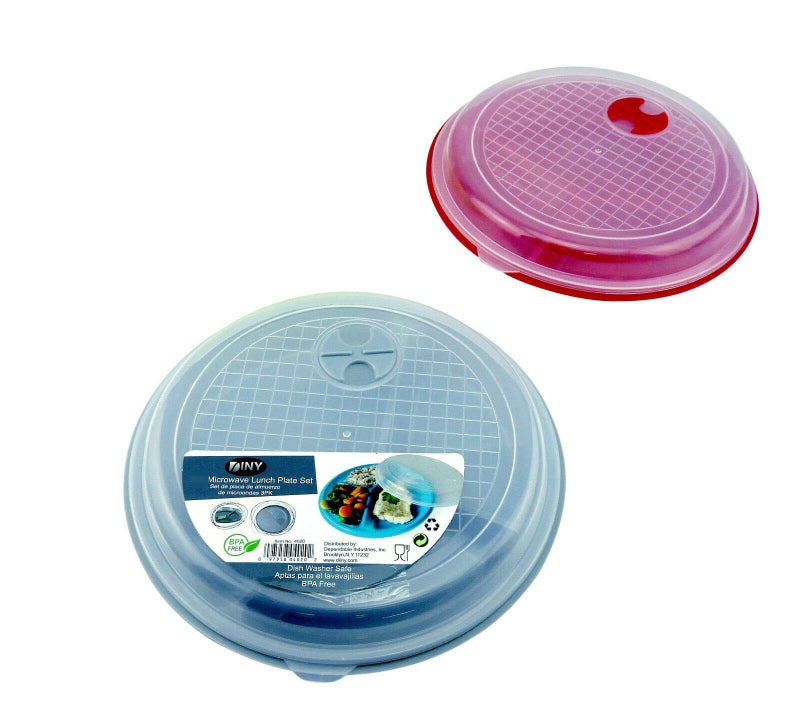 AMBSS SYS 2 PACK - Microwave Food Storage Travel Tray Containers - Portion Control - 3 Section Compartment Divided Plates with Vented Lid For Easy Reheat Adults & Kids Tray - Random Colors Shipped(2  assorted) - Image 3