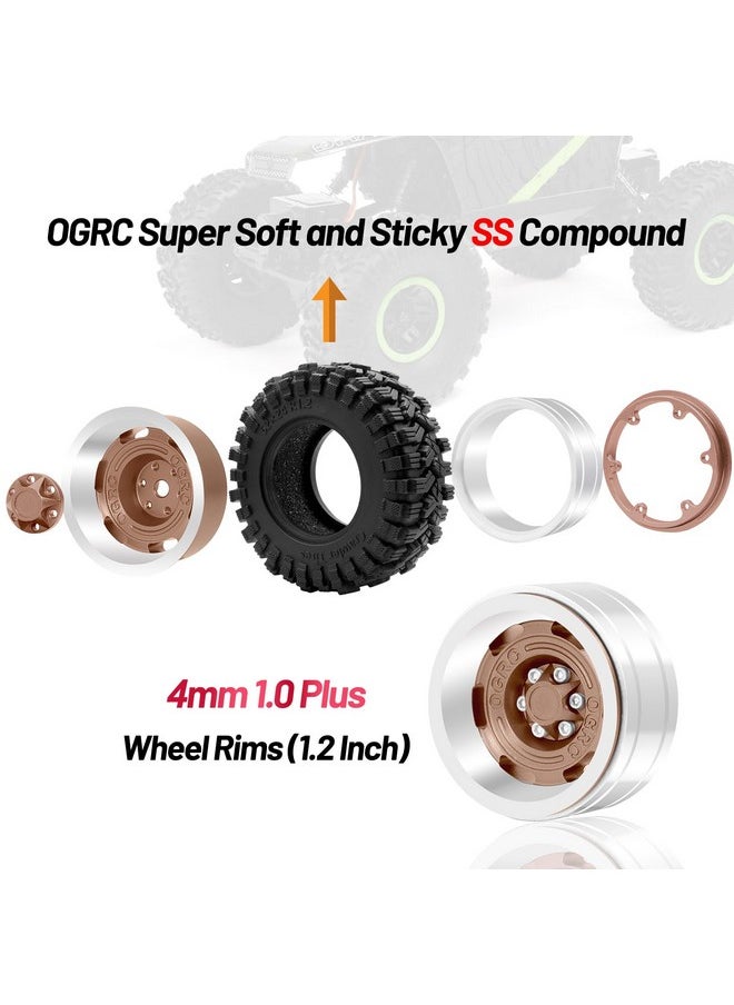 OGUNKE Ogrc 1.2" Beadlock Wheel Tires 4Mm Negative Offset Wheel Tires For Axial Scx24 Ax24 Trx4M Fcx24 Upgrade 1/24 1/18 Rc Crawler Car (Brown)  - Image 3