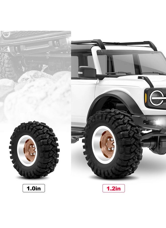 OGUNKE Ogrc 1.2" Beadlock Wheel Tires 4Mm Negative Offset Wheel Tires For Axial Scx24 Ax24 Trx4M Fcx24 Upgrade 1/24 1/18 Rc Crawler Car (Brown)  - Image 2