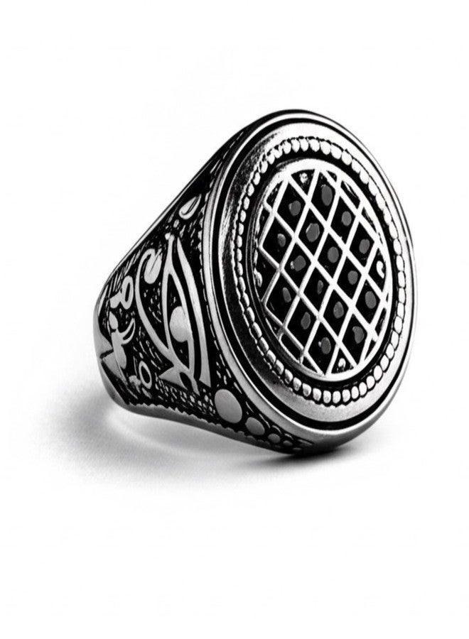 THE MEN THING Royal Series - TEMPLE OF SHADOWS RING - Pure Stainless Steel Men’s Steel-Plated Black Ring – Statement Luxury Jewelry (Size : 17-19- 21) (17) - Image 1