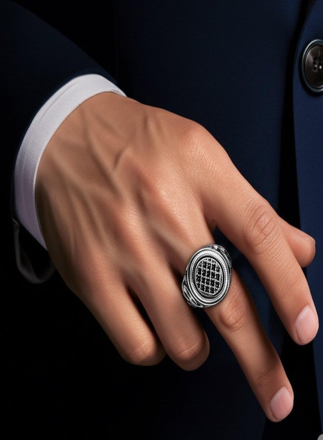 THE MEN THING Royal Series - TEMPLE OF SHADOWS RING - Pure Stainless Steel Men’s Steel-Plated Black Ring – Statement Luxury Jewelry (Size : 17-19- 21) (17) - Image 2
