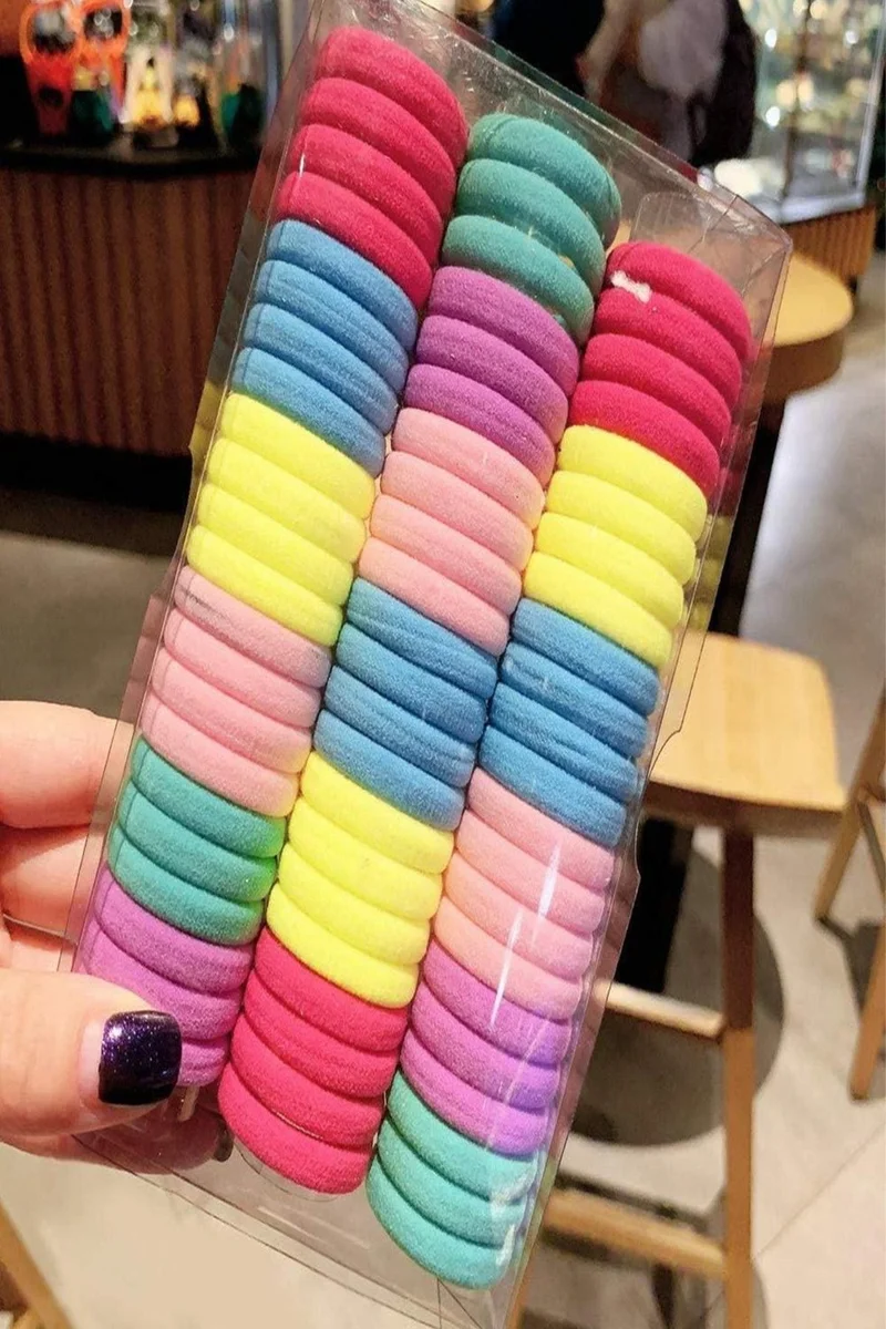 باهلس 50's Women's Colorful Hair Rubber Buckle Set