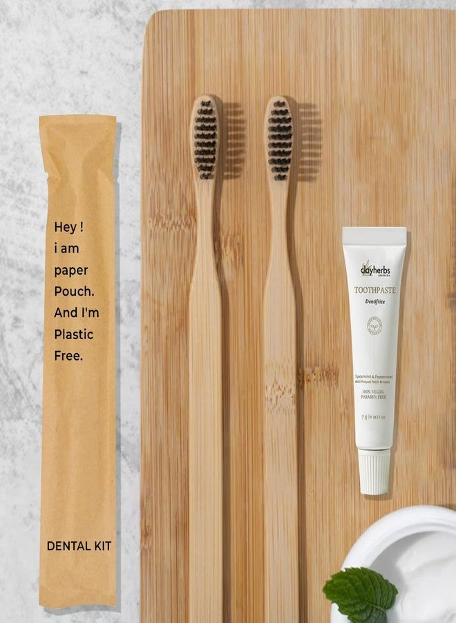 Clayherbs (Pack-100) Sustainable Toothbrush & Natural Toothpaste (7g) Bulk Dental Kit for Hotels & Travel Plastic-Free, Vegan Guest Amenity Eco-Friendly Bamboo Dental Kit Plastic-Free Paper Pouch - Image 5