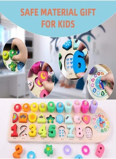 QZMTOY QZMTOY Wooden Number Puzzle for Toddler Activities with Clock,Montessori Toys for 3 Year Old,Shape Sorting Counting Stacking Game for Age 3 4 5 Year olds Kids,Math Learning Toys for Toddlers  - Image 4