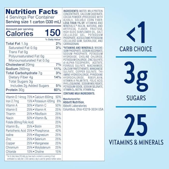 Glucerna مشروب جلوكيرنا بروتين سمارت لرعاية مرضى السكري، شوكولاتة، بديل وجبة لمرضى السكري لدعم إدارة مستوى السكر في الدم، 30 جرام بروتين، 150 سعرة حرارية، جاهز للشرب، زجاجة سعة 11 أونصة سائلة، 4 عبوات - Image 5