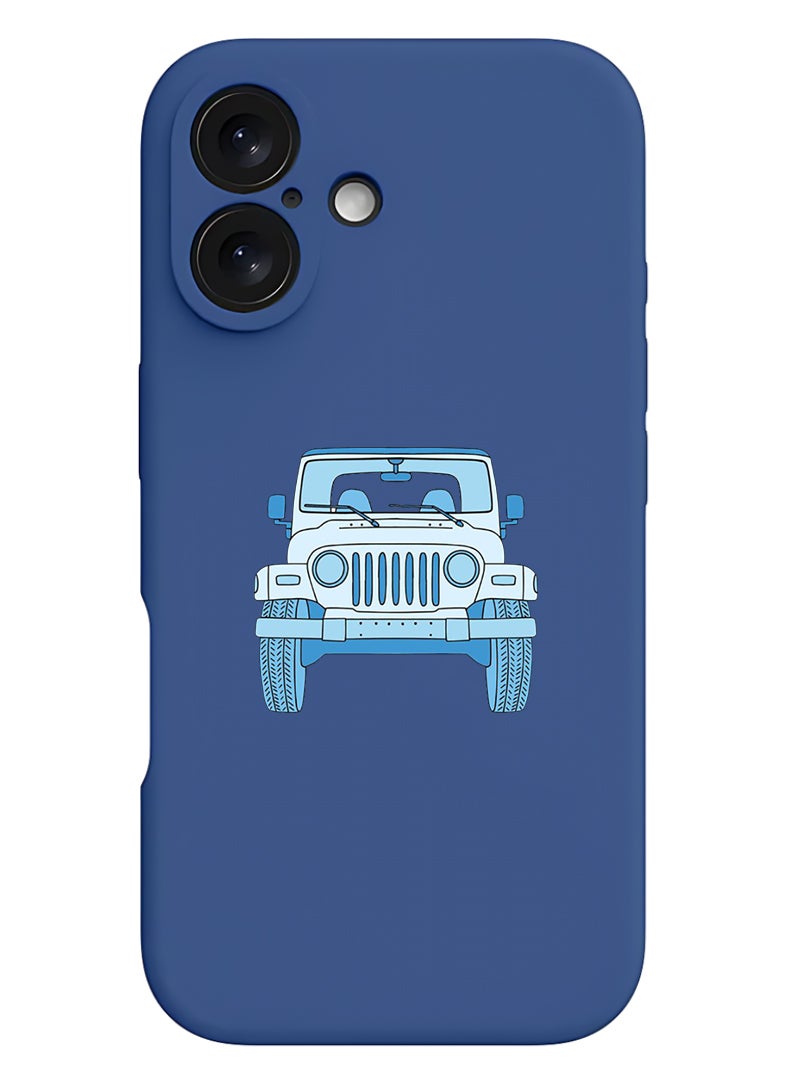 Theodor Protective Slim Fit Case Liquid Silicone Cover with Full Body Protection Anti-Scratch Shockproof Case For Apple iPhone 17 (Blue) Jeep - Image 1