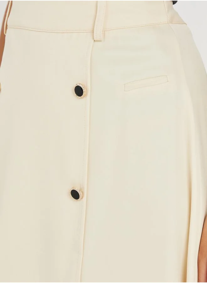ستايلي Button Detail Wrap Front Midi Skirt