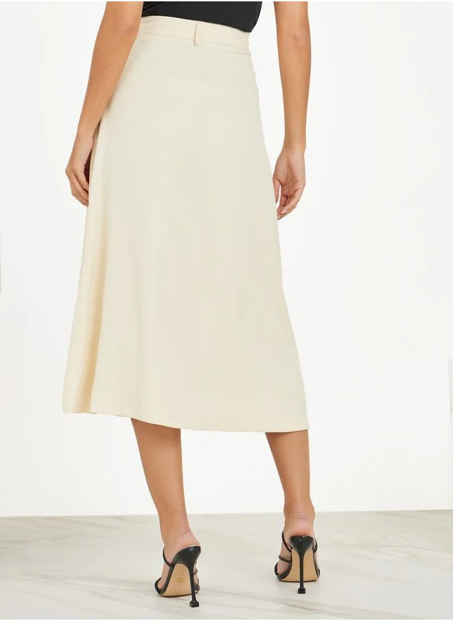 ستايلي Button Detail Wrap Front Midi Skirt