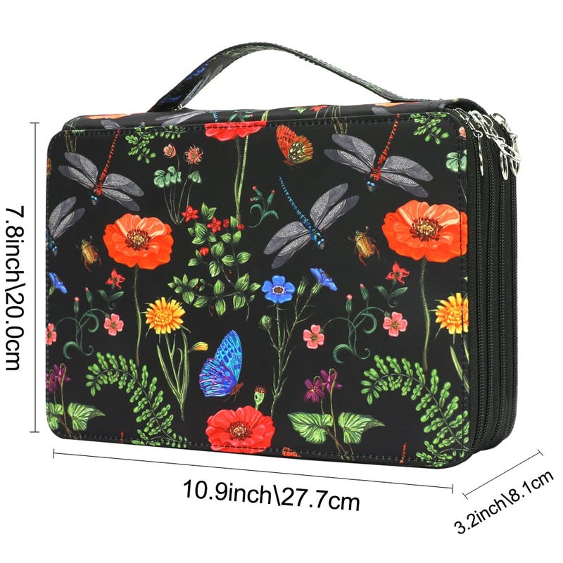 Vomgomfom Colored Pencil Case - 200 Slots Holder With Zipper Closure, Twill Fabric Large Capacity for Watercolor Pens or Markers, Organizer for Artist (Black) - Image 2