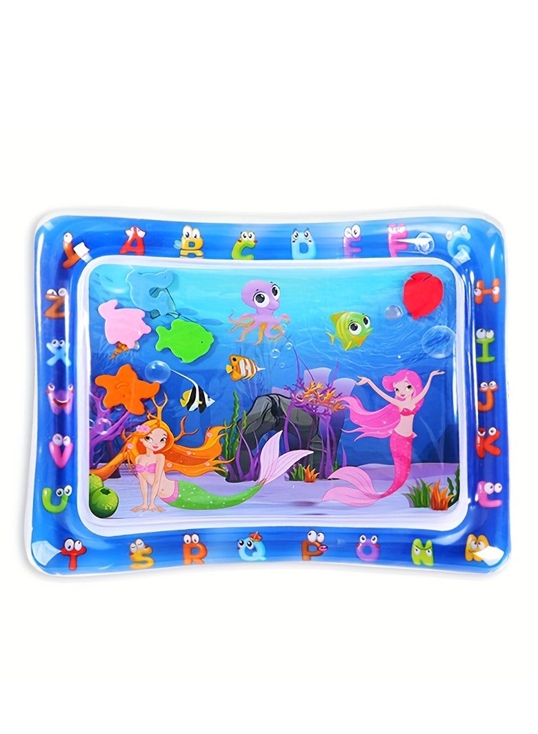 Mermaid Inflatable Water Play Mat for Babies - Sensory Development Aquarium Activity Mat, Tummy Time Floor Toy with Floating Sea Animals, Baby Shower Gift for Infants Toddlers Boys Girls  - Image 1