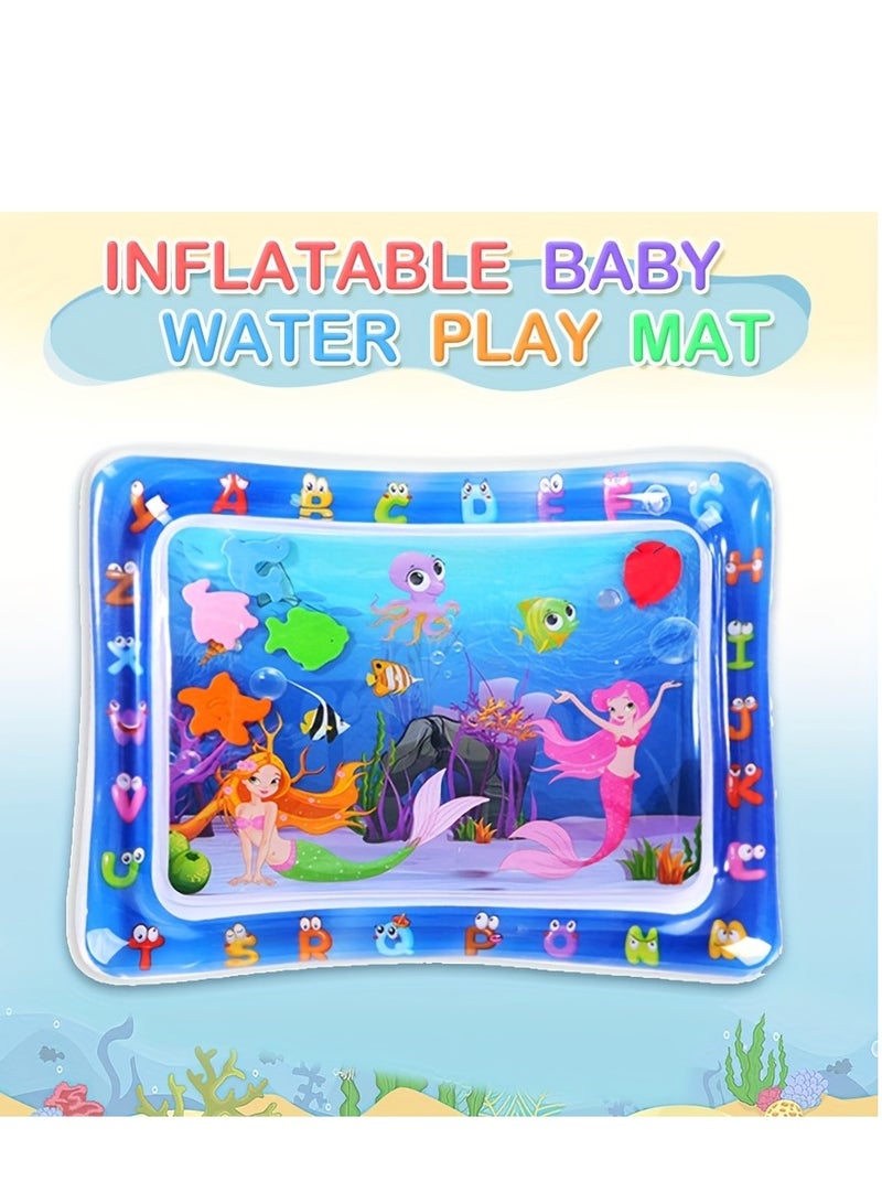 Mermaid Inflatable Water Play Mat for Babies - Sensory Development Aquarium Activity Mat, Tummy Time Floor Toy with Floating Sea Animals, Baby Shower Gift for Infants Toddlers Boys Girls  - Image 2