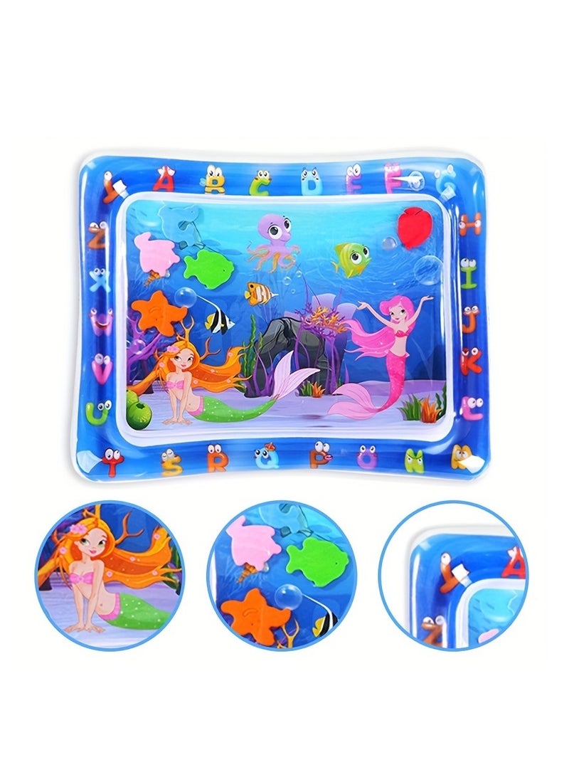 Mermaid Inflatable Water Play Mat for Babies - Sensory Development Aquarium Activity Mat, Tummy Time Floor Toy with Floating Sea Animals, Baby Shower Gift for Infants Toddlers Boys Girls  - Image 4