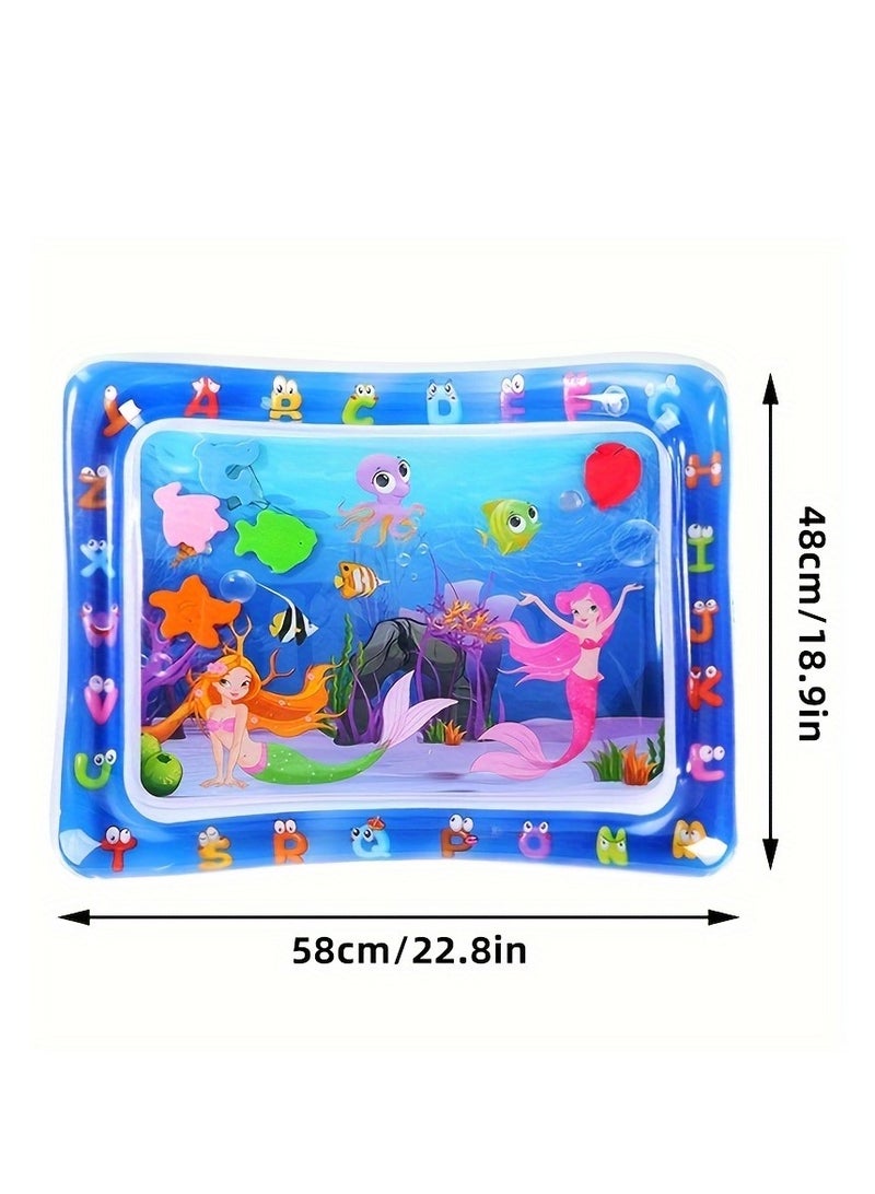 Mermaid Inflatable Water Play Mat for Babies - Sensory Development Aquarium Activity Mat, Tummy Time Floor Toy with Floating Sea Animals, Baby Shower Gift for Infants Toddlers Boys Girls  - Image 3
