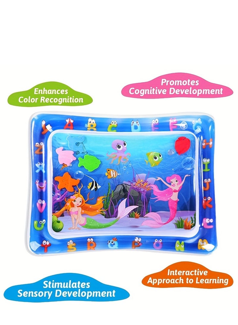 Mermaid Inflatable Water Play Mat for Babies - Sensory Development Aquarium Activity Mat, Tummy Time Floor Toy with Floating Sea Animals, Baby Shower Gift for Infants Toddlers Boys Girls  - Image 5