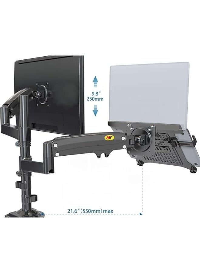 H180-FP Dual Arm Monitor Stand for 17-27 inch and 10-17 inch Laptop Stand - Image 2