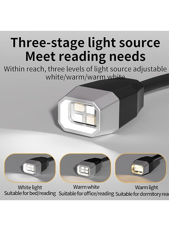 Blue zoo Ear Clip Reading Light, 3 Colors 3 Brightness 360° Rotatable Reading Light, Eye-Care USB Rechargeable Reading Lamp for Kids (Black) - Image 4