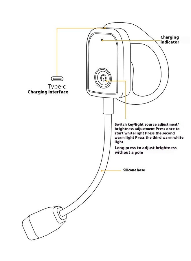 Blue zoo Ear Clip Reading Light, 3 Colors 3 Brightness 360° Rotatable Reading Light, Eye-Care USB Rechargeable Reading Lamp for Kids (Black) - Image 2