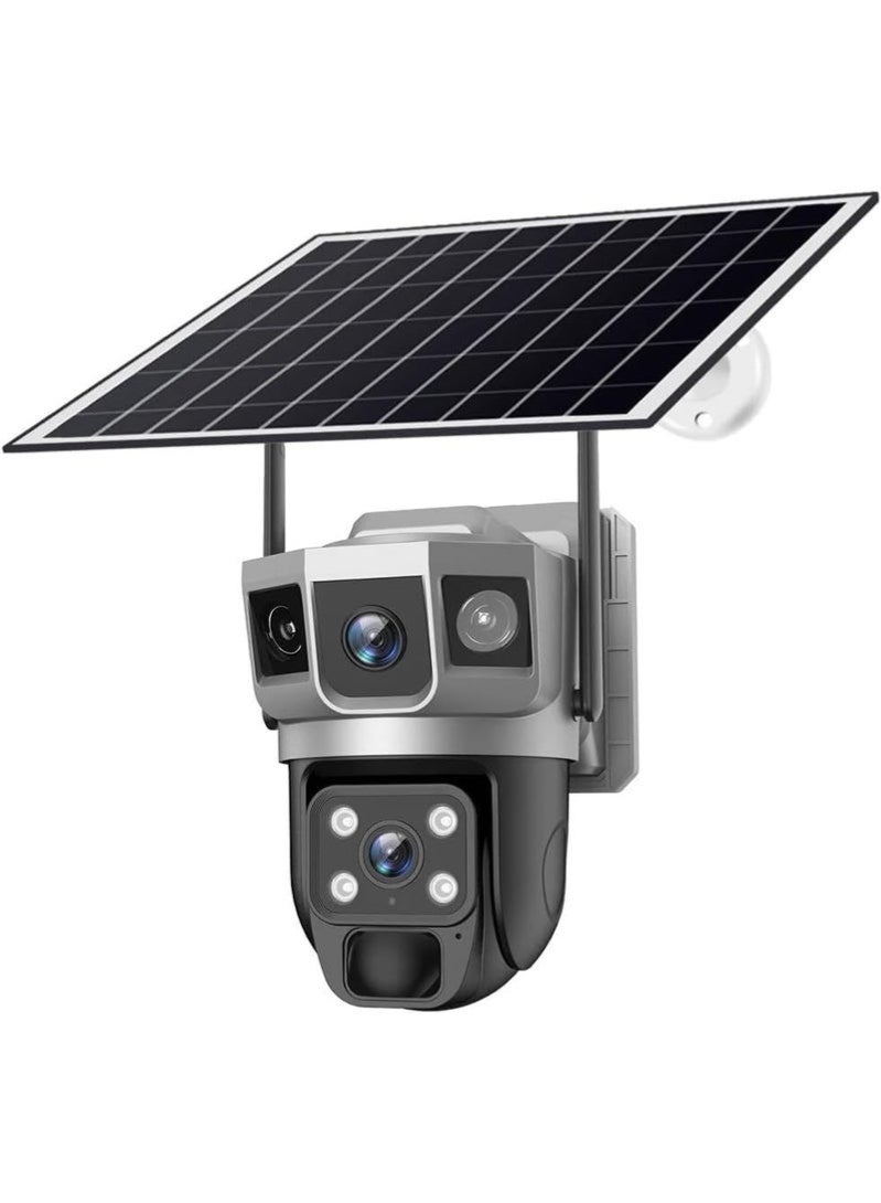 ELTRAZONE Pro 4G Solar Powered CCTV Camera with Dual Lens, Dual Screen, 4MP Digital Zoom, 355° Pan, 90° Tilt, IP66 Waterproof Build, Color Night View, and Long-Life Battery Security System - Image 1