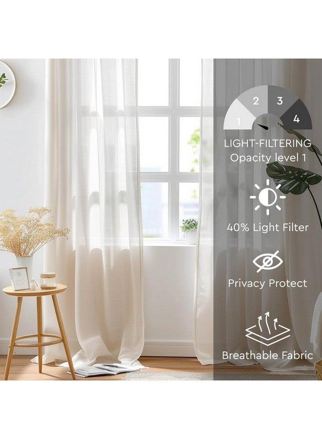 ستائر Encasa XO المصنوعة من البوليستر شبه الشفاف مع رباط خلفي، مجموعة من قطعتين بارتفاع 5 أقدام - بيج، جيب قضيب، فلترة للضوء، ستائر للباب، غرفة النوم، غرفة المعيشة - Image 5