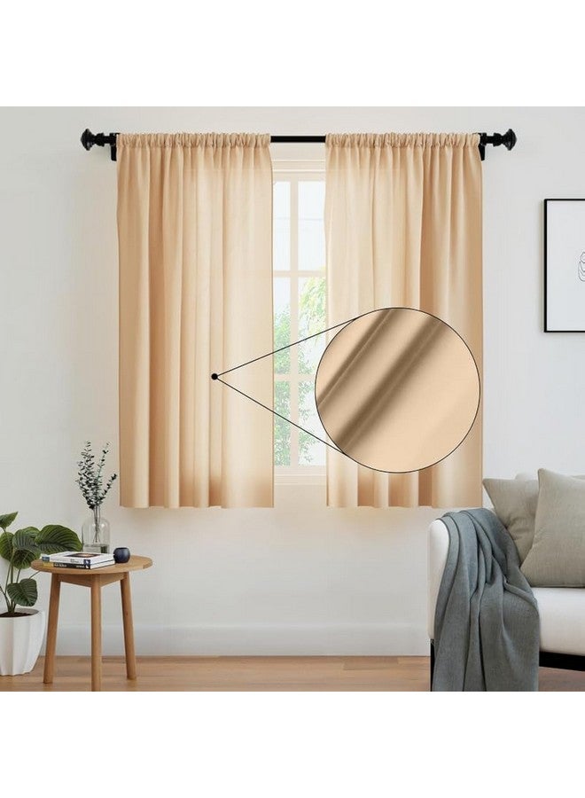 ستائر Encasa XO المصنوعة من البوليستر شبه الشفاف مع رباط خلفي، مجموعة من قطعتين بارتفاع 5 أقدام - بيج، جيب قضيب، فلترة للضوء، ستائر للباب، غرفة النوم، غرفة المعيشة - Image 1