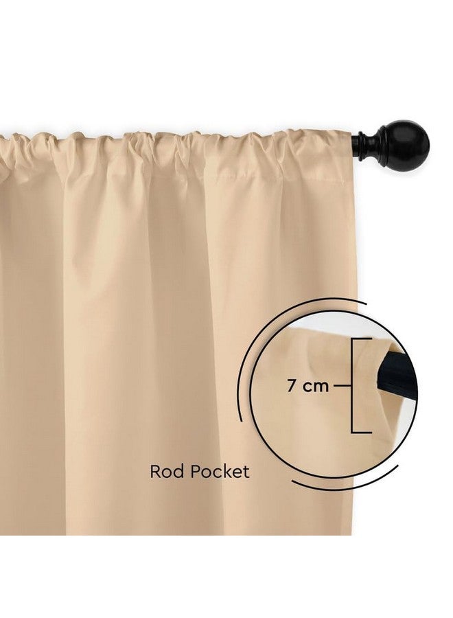 ستائر Encasa XO المصنوعة من البوليستر شبه الشفاف مع رباط خلفي، مجموعة من قطعتين بارتفاع 5 أقدام - بيج، جيب قضيب، فلترة للضوء، ستائر للباب، غرفة النوم، غرفة المعيشة - Image 4