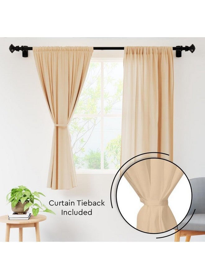 ستائر Encasa XO المصنوعة من البوليستر شبه الشفاف مع رباط خلفي، مجموعة من قطعتين بارتفاع 5 أقدام - بيج، جيب قضيب، فلترة للضوء، ستائر للباب، غرفة النوم، غرفة المعيشة - Image 3