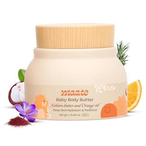 Maate Baby Body Butter (150 gm) | Enriched with Pure Kokum Butter, Shea Butter, Orange & Saffron Oil | Baby Cream For Face, Skin & Body | Baby Body Butter For Kids 0-12 years | Baby Moisturizer Cream - Image 1