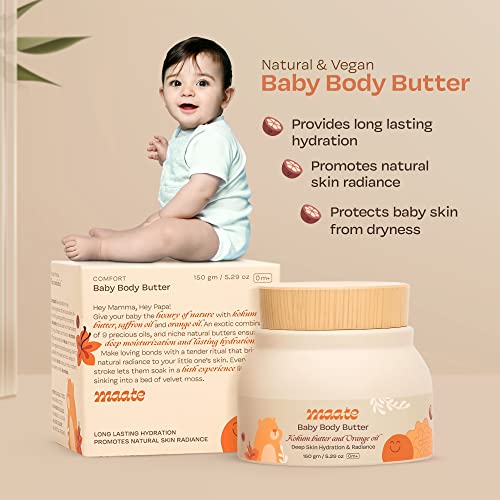Maate Baby Body Butter (150 gm) | Enriched with Pure Kokum Butter, Shea Butter, Orange & Saffron Oil | Baby Cream For Face, Skin & Body | Baby Body Butter For Kids 0-12 years | Baby Moisturizer Cream - Image 2