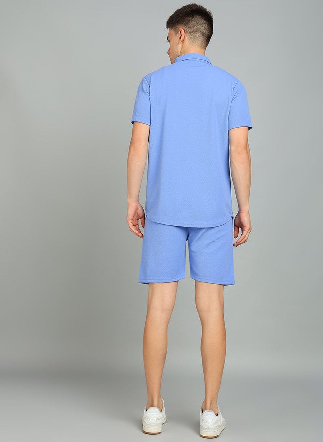 PREEN Blue Round Neck Shirt and Shorts Co-Ords - Image 3
