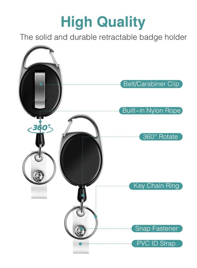 Puroma 3 Pack Badge Holder With Carabiner Badge Reel And Clip Retractable Heavy Duty Clear Id Badge Holder With Waterproof Vertical Lanyard Name Badge Holders With Key Ring For Card Holder Keychain - Image 3