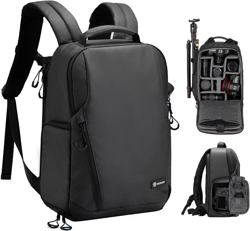 TARION Camera Bag Sling Camera Shoulder Bag Waterproof Photo Backpack SLR with Rain Cover Camera Bag Compatible with DSLR SLR Camera Lens Tripod (TR-S, Black) - Image 1