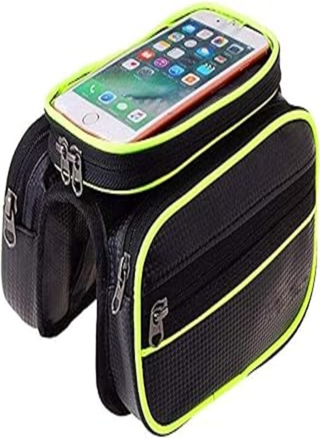 SHIVEXIM SHIVEXIM Waterproof Touch Screen Bicycle Beam Package Bag Multipurpose Storage Carrier Triangle Bike Bag Front Tube Frame (Travel Accessories, Green) 