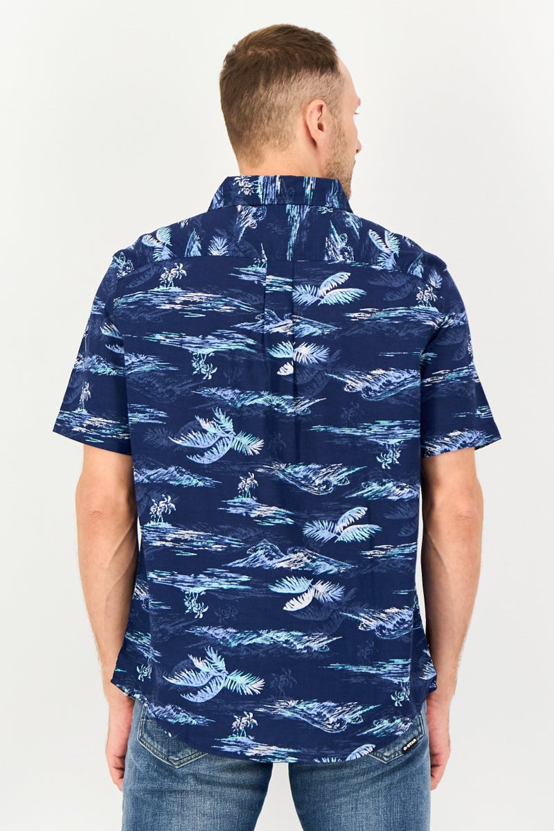 Chaps Men Regular Fit Short Sleeve Allover Print Casual Shirt, Multicolor - Image 2