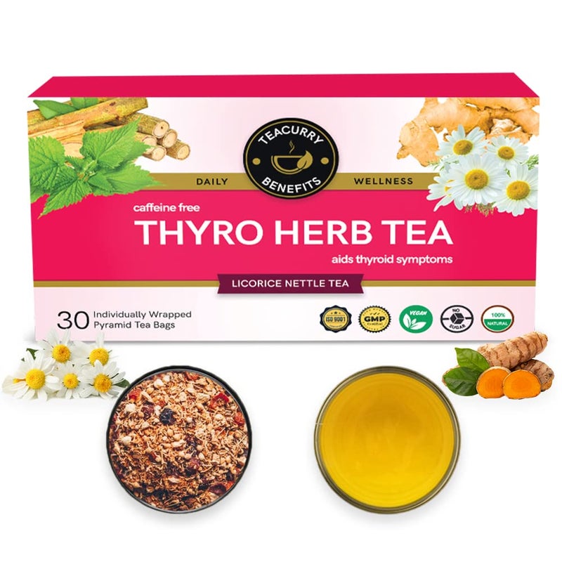 TEACURRY Thyroid Tea Bags|30 Tea Bags,1 Month Pack|Helps With Thyroid Support (Tsh T3 T4),Manage Weight,50 Gram - Turmeric - Image 1