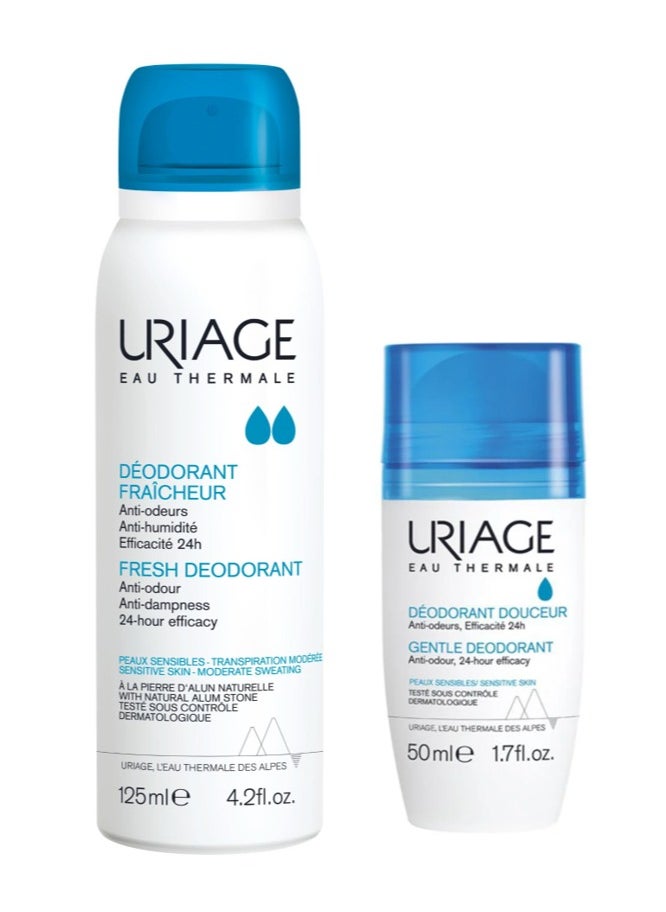 Uriage Uriage Roll On Deodorant For Women, 50ml + Uriage Fresh Deodorant Spray 125ml  - Image 1