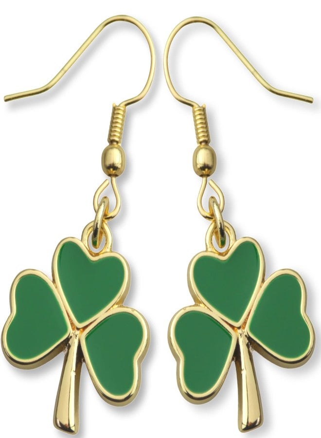Soul Statement Shamrock Green Dangle Earrings: Green Clover Dangling Earrings for Women - St Patrick's Day Accessories (Gold) - Image 1