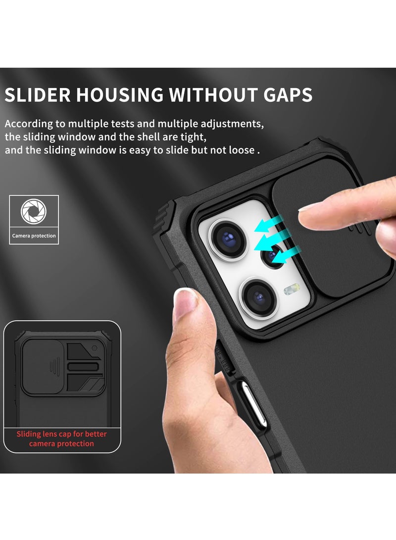 Redmi Note 12 Pro 5G/Xiaomi POCO X5 Pro Black Mobile Phone Case Cover, Innovative Telescopic Bracket, Sliding Protection Camera Window, Bumper Shockproof Phone Back Cover  - Image 5
