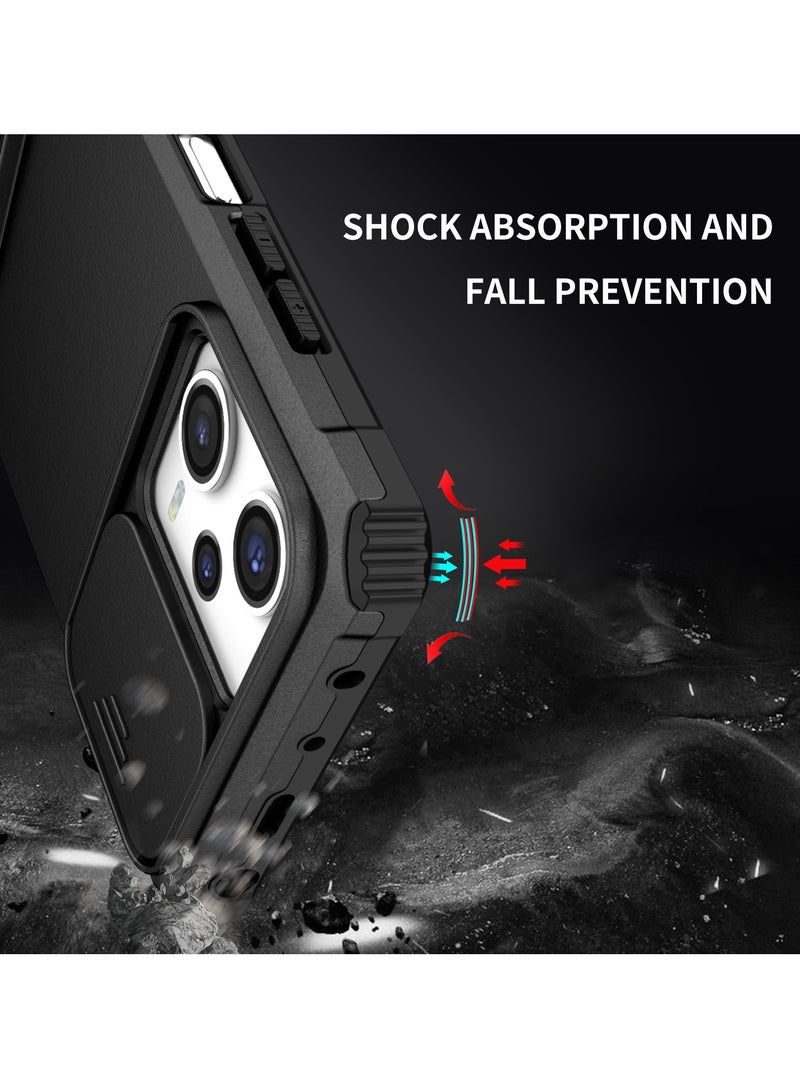 Redmi Note 12 Pro 5G/Xiaomi POCO X5 Pro Black Mobile Phone Case Cover, Innovative Telescopic Bracket, Sliding Protection Camera Window, Bumper Shockproof Phone Back Cover  - Image 4