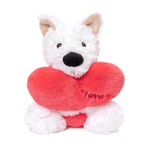 Ditucu Love West Highland White Terrier Dog Plush with Holding Red Heart 98 inch Cute Stuffed Animal Soft Plushies Toys Romantic Sweet Gifts for Kids Girlfriend White - Image 1