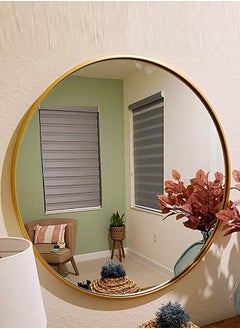 Generic Wall Mounted Bathroom Mirror Round Corners Vanity Makeup Mirror Vertical or Horizontal Hanging for Bathroom Bedroom Dressing Table Wall (60 * 60cm, Gold)  - Image 3