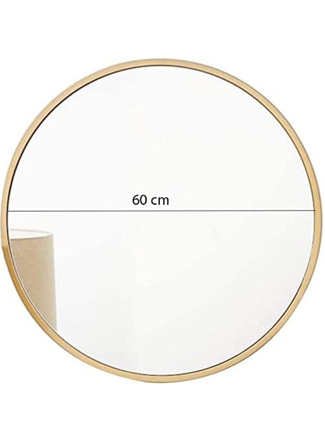 Wall Mounted Bathroom Mirror Round Corners Vanity Makeup Mirror Vertical or Horizontal Hanging for Bathroom Bedroom Dressing Table Wall (60 * 60cm, Gold) - Image 4