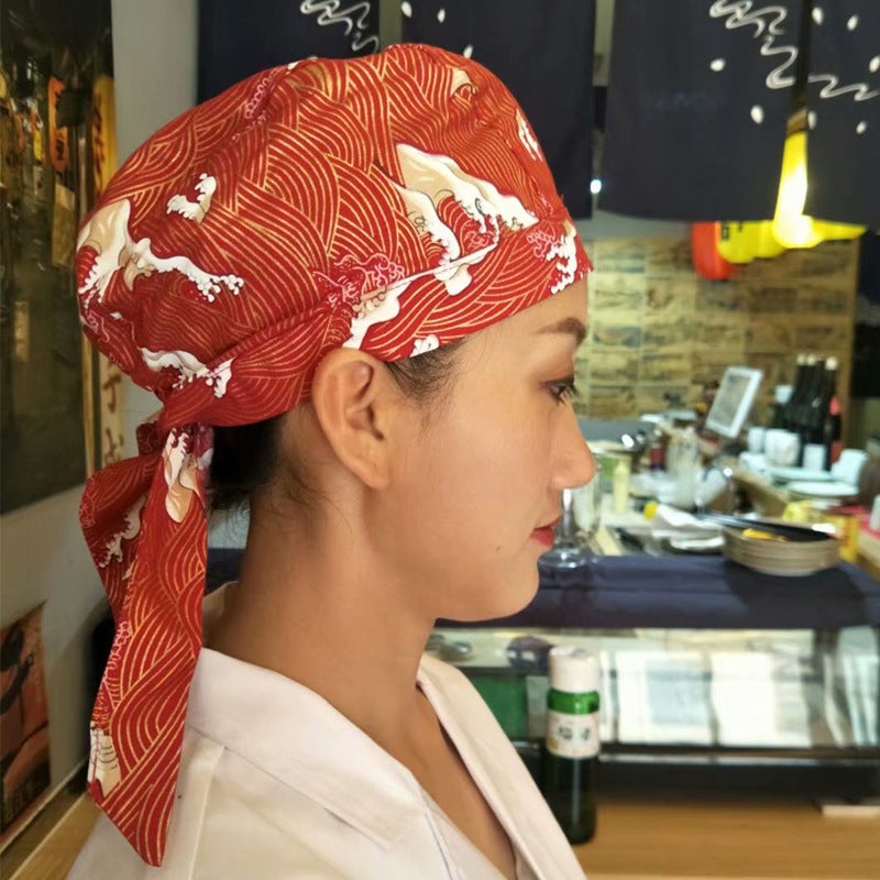 Japanese Kitchen Work Cap Japanese Food Shop Chef Hat Hotel Fast Food Sushi Shop Male and Female Staff Turban Hat - Image 4