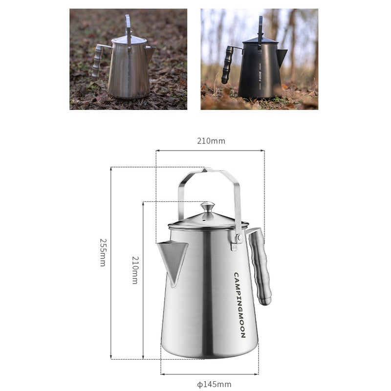 Milk Kettle Stainless Steel Large Capacity Kettle Camping Picnic Teapot 1.5L Coffee Kettle Outdoor Portable Water Boiling Accessory - Image 3