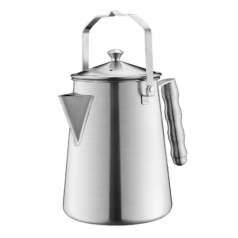 Milk Kettle Stainless Steel Large Capacity Kettle Camping Picnic Teapot 1.5L Coffee Kettle Outdoor Portable Water Boiling Accessory - Image 1
