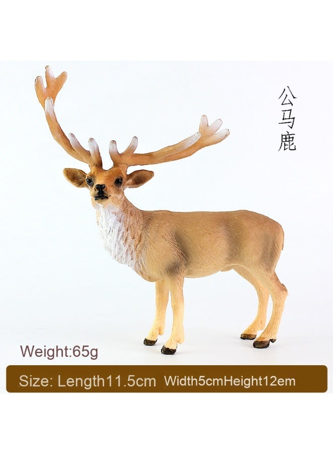 Realistic Wild Animal Models - Plastic Toys of Wildebeest, Reindeer, Moose, Kangaroo, and Wolf